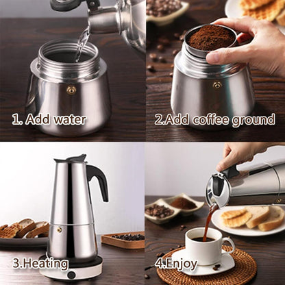 Cafetera Italiana De Acero Inoxidable 12 Tazas Inducción