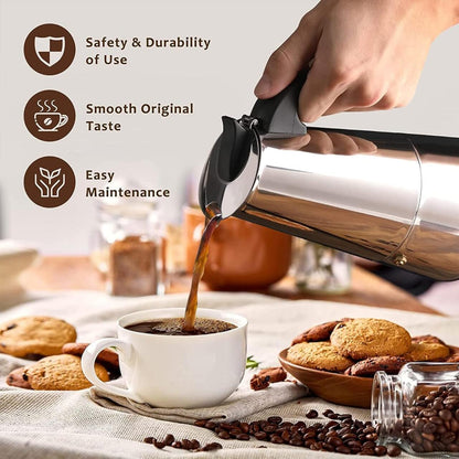 Cafetera Italiana De Acero Inoxidable 12 Tazas Inducción